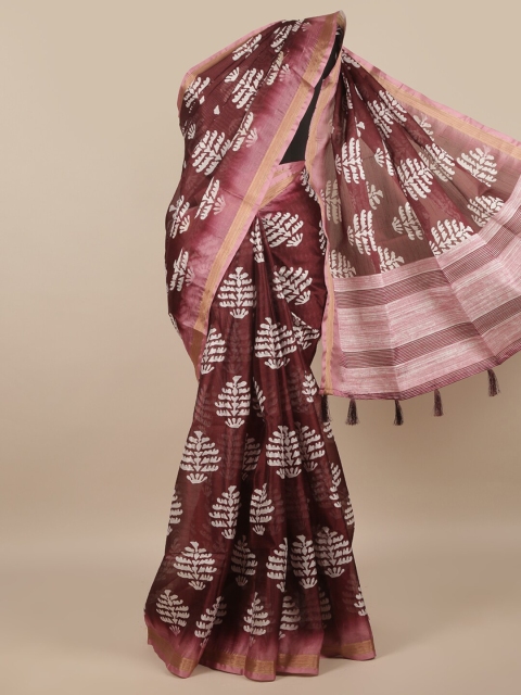 

Pothys Purple & White Floral Zari Saree