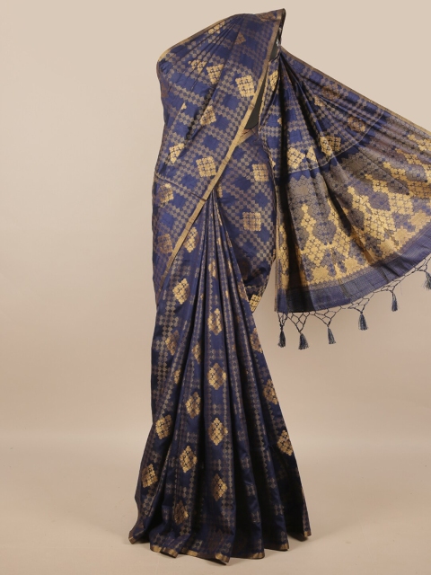 

Pothys Blue & Gold-Toned Jute Silk Saree