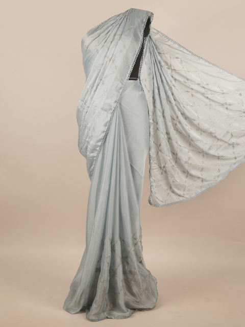 

Pothys Grey Ethnic Motifs Sequinned Poly Chiffon Saree