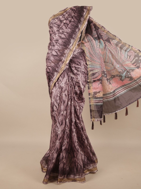 

Pothys Purple & Coffee Brown Floral Jute Silk Saree