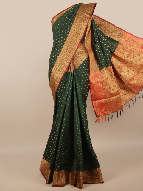 

Pothys Green & Gold-Toned Woven Design Zari Jute Silk Saree