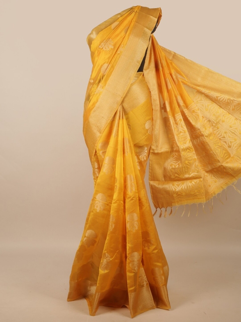 

Pothys Mustard & Golden Ethnic Motifs Jute Silk Saree