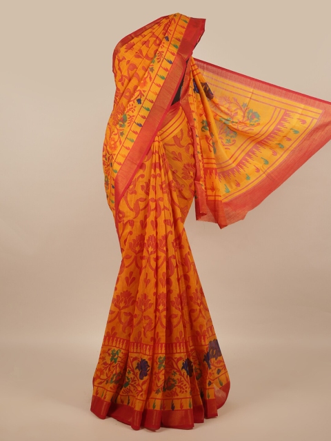 

Pothys Women Yellow & Red Ethnic Motifs Printed Saree