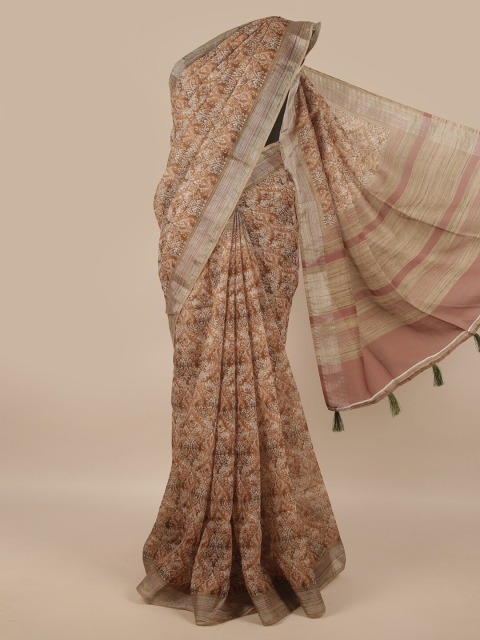 

Pothys Women Brown & Beige Printed Zari Saree