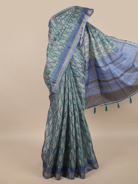 

Pothys Blue Floral Printed Zari Saree