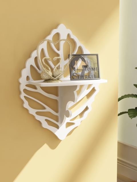 

Home Sparkle White Carved Wall Shelf