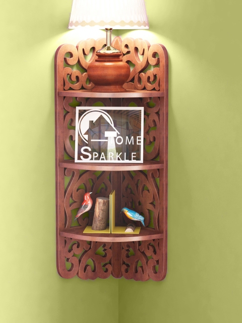 

Home Sparkle Brown Carved Wooden Corner Shelf