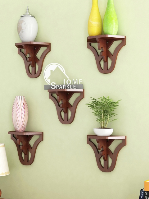 

Home Sparkle Set of 5 Brown Carved Wall Shelves