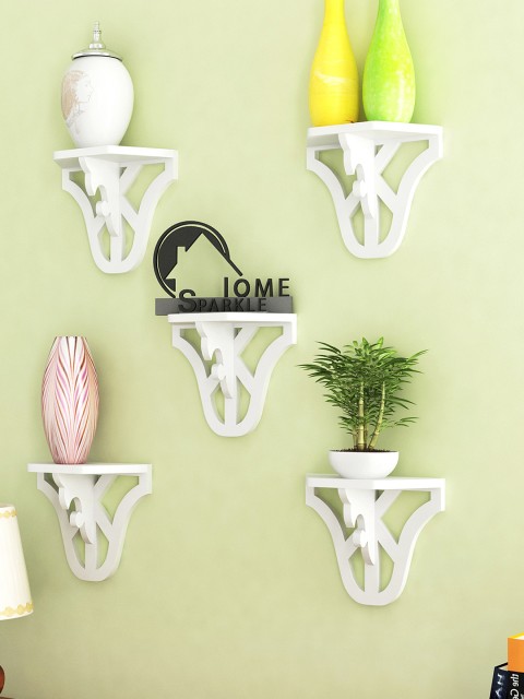 

Home Sparkle Set of 5 White Carved Wall Shelves