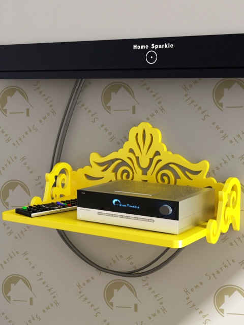 

Home Sparkle Yellow Carved Wooden Set Top Box Holder