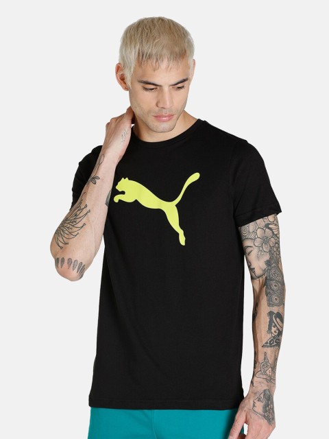 

Puma Men Black Brand Logo Slim Fit Graphic XV Outdoor T-shirt