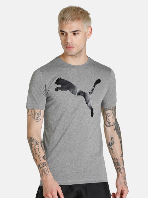 

Puma Men Grey & Black Active Big Logo Printed T-shirt