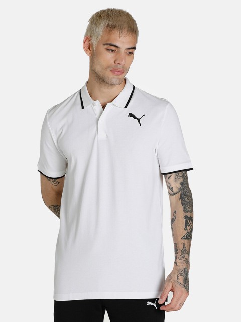 

Puma Men White Polo Collar T-shirt