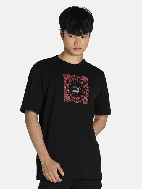 

Puma Men Black & Red Printed Relaxed Fit Cotton T-shirt