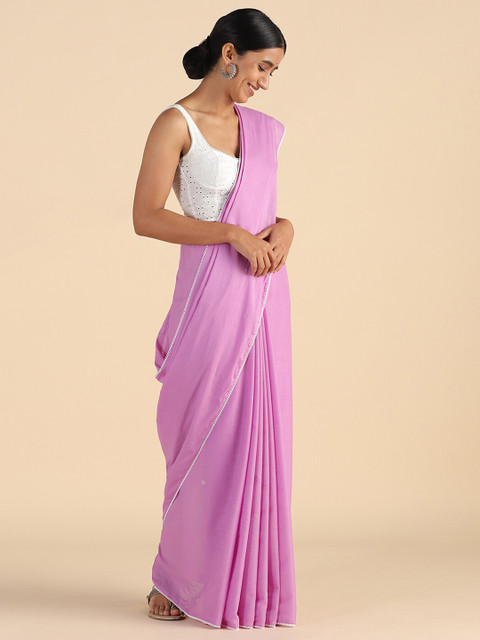 

Taneira Violet Solid Chikankari Pure Cotton Saree