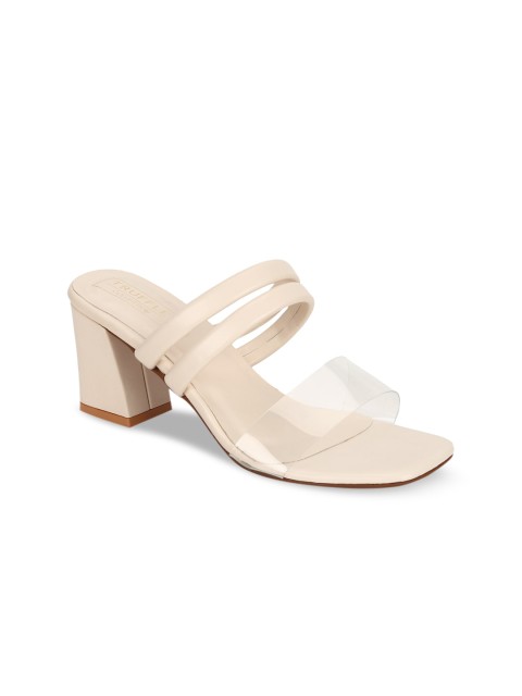

Truffle Collection Nude-Coloured & Transparent PU Block Sandals