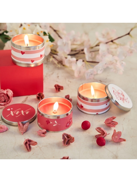 

Home Centre Set Of 3 Pink & White Valentine Scented Candle