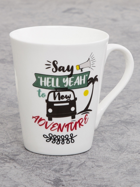 

Home Centre White & Black Printed Bone China Glossy Mugs Set of Cups and Mugs