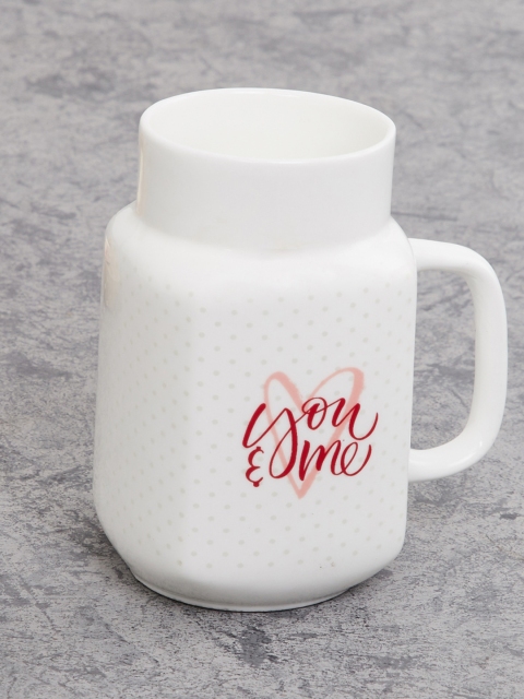 

Home Centre White & Red Printed Bone China Glossy Mugs