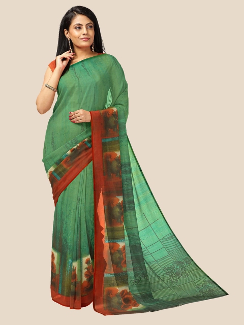 

Kalamandir Green & Maroon Floral Pure Georgette Saree