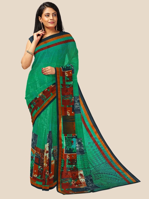 

Kalamandir Sea Green & Maroon Pure Georgette Saree