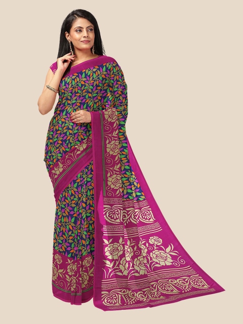 

Kalamandir Pink & Blue Floral Printed Saree