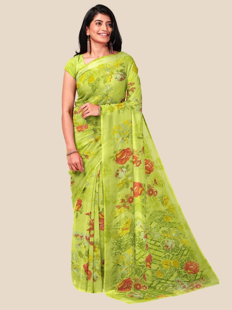 

Kalamandir Green & Red Floral Pure Georgette Saree