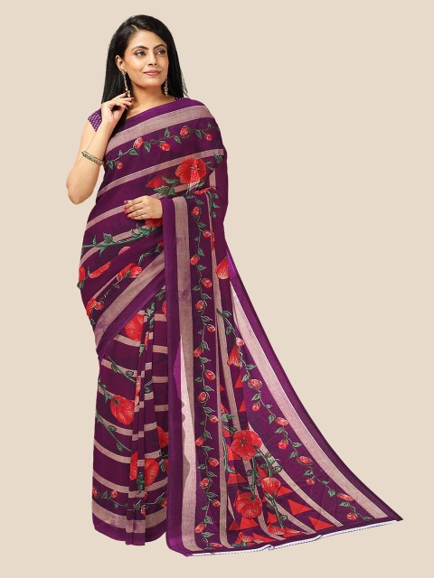 

Kalamandir Purple & Red Floral Georgette Saree