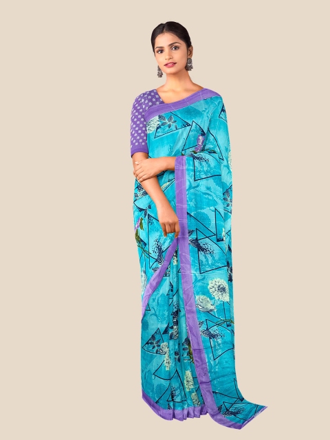 

Kalamandir Women Blue & Purple Floral Print Saree