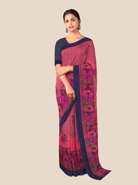 

Kalamandir Women Pink Floral Print Crepe Saree