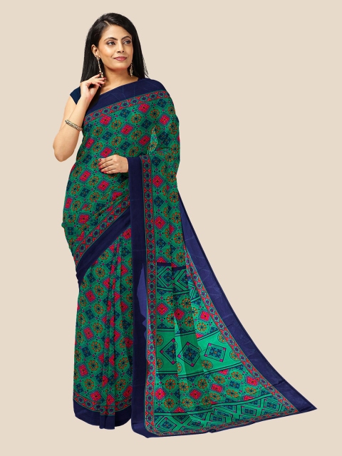 

Kalamandir Women Green & Red Ethnic Motifs Printed Saree