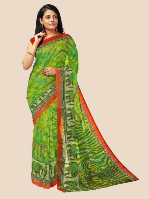 

Kalamandir Olive Green & Red Silk Cotton Saree