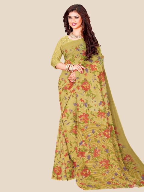 

Kalamandir Yellow & Red Floral Pure Georgette Saree