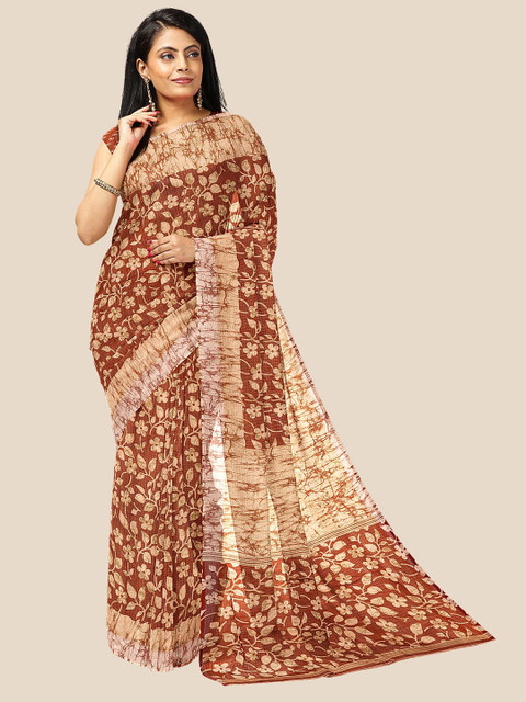 

Kalamandir Women Maroon Floral Print Cotton Silk Saree