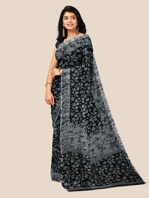 

Kalamandir Black & Grey Floral Silk Cotton Saree