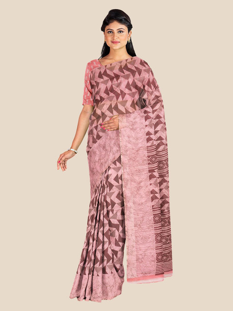 

Kalamandir Women Pink & Brown Geometric Printed Saree