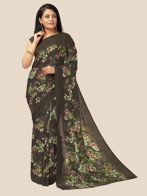 

Kalamandir Brown & Green Floral Printed Pure Georgette Saree