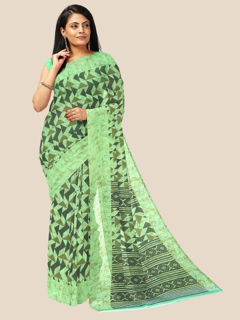 

Kalamandir Women Green Geometric Print Georgette Saree