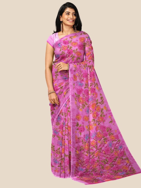 

Kalamandir Pink & Orange Floral Georgette saree