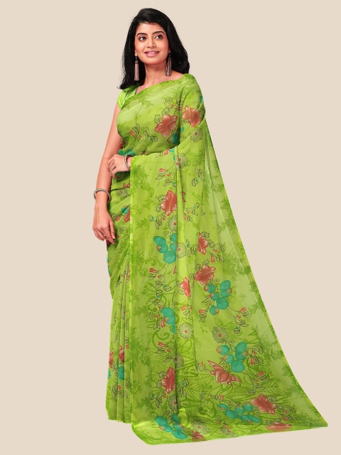 

Kalamandir Green & Pink Floral Pure Georgette Saree