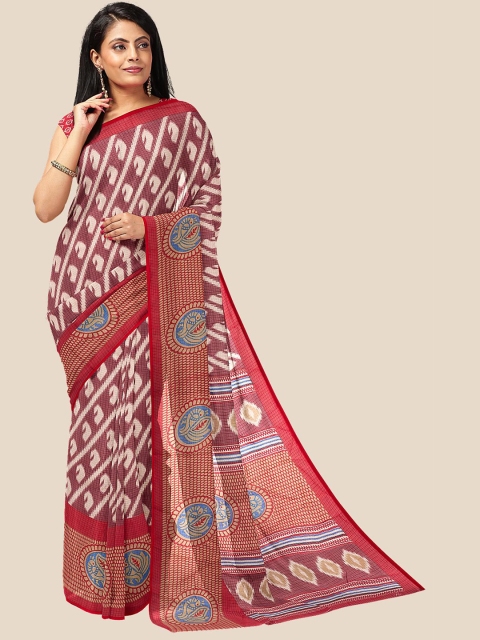 

Kalamandir Maroon & White Paisley Silk Blend Saree
