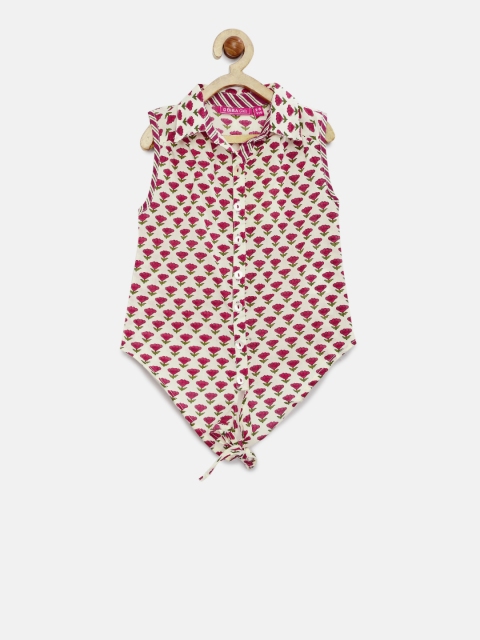 

Biba Girls Off-White & Red Floral Print Shirt Style Top