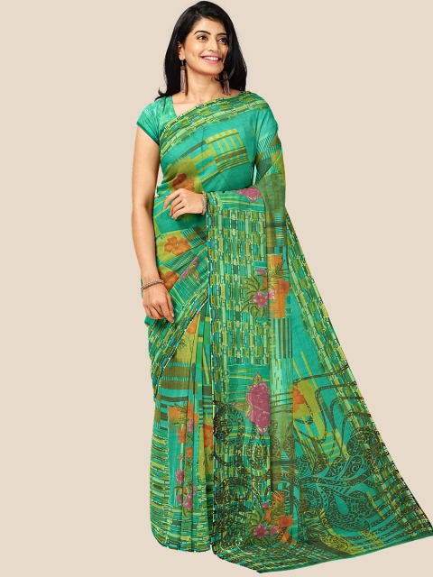 

Kalamandir Green & Yellow Floral Printed Saree