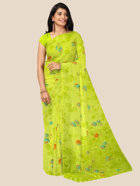 

Kalamandir Green & Blue Floral Pure Georgette Saree