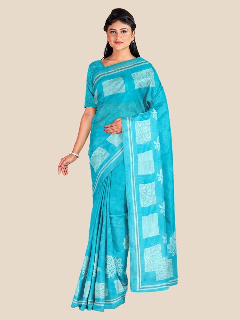 

Kalamandir Women Blue Floral Pure Georgette Saree