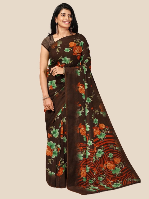 

Kalamandir Brown & Green Floral Pure Georgette Saree