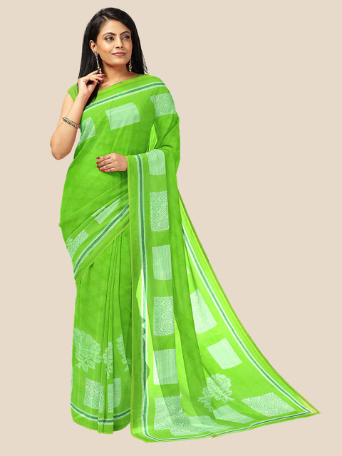 

Kalamandir Green & White Printed Georgette Saree