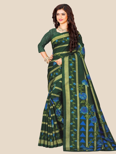 

Kalamandir Green & Blue Floral Pure Georgette Saree