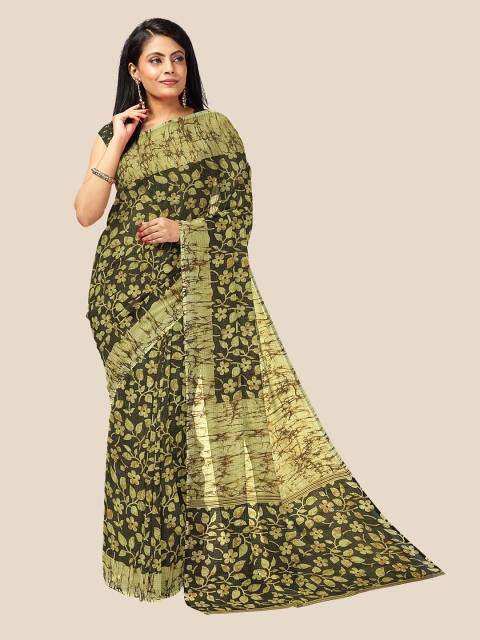 

Kalamandir Women Green Floral Print Cotton Silk Saree