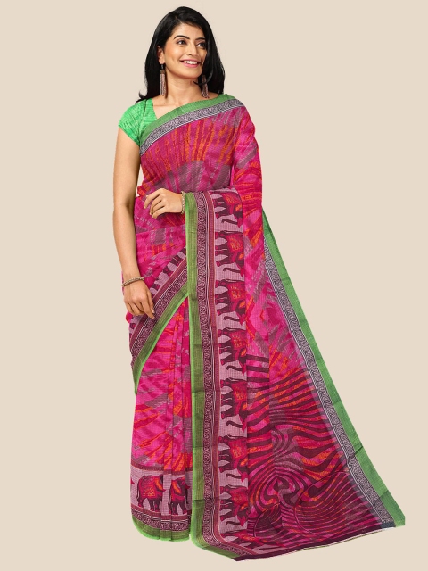 

Kalamandir Pink & Black Abstract Printed Saree